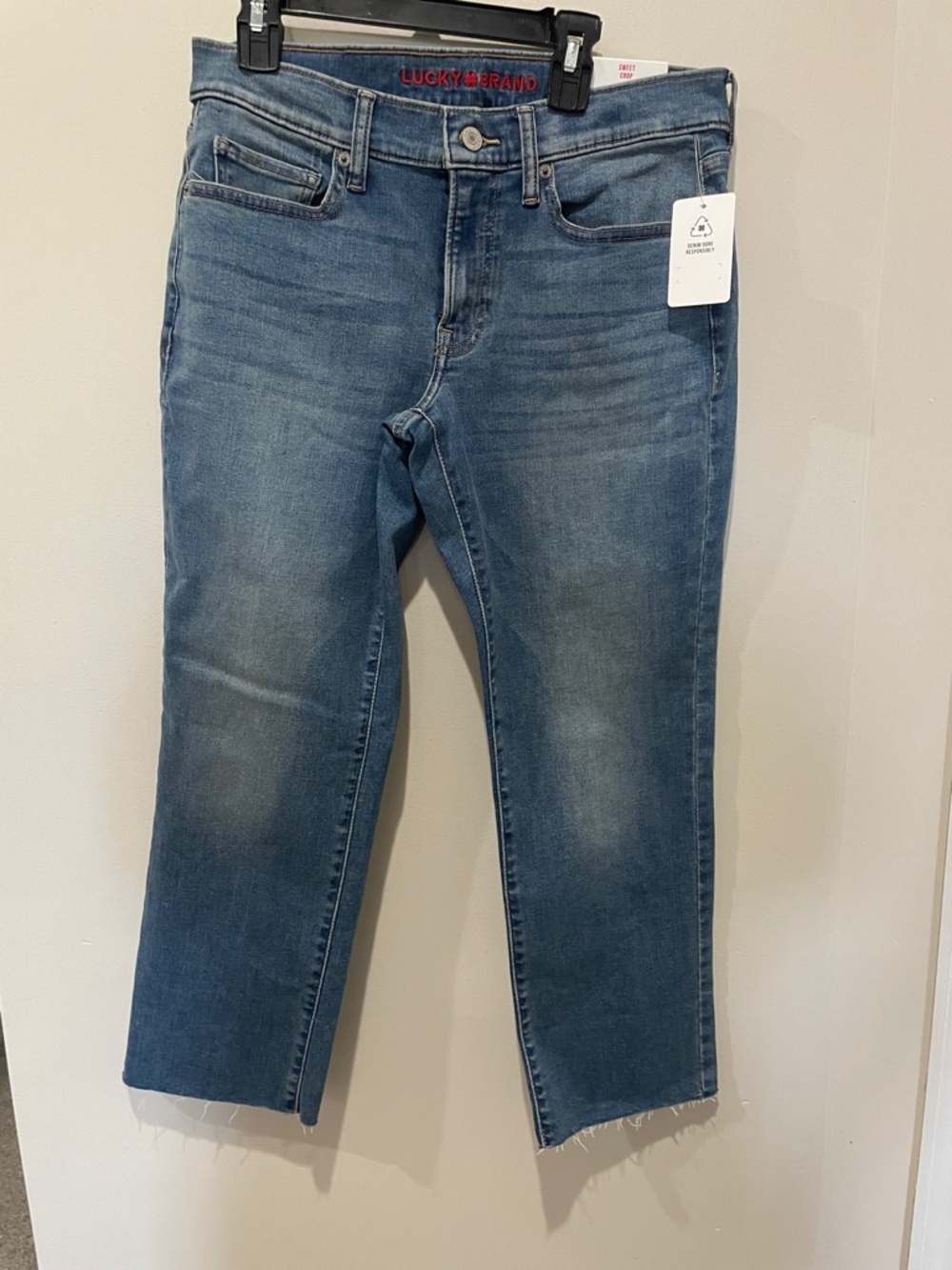 Lucky Brand Women's Cropped Straight Jeans in Medium Blue Wash “Sweet Crop”